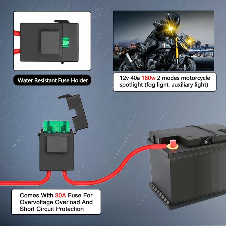 Motorcycle Spotlight Strobe 6 Modes With Control Cable Set