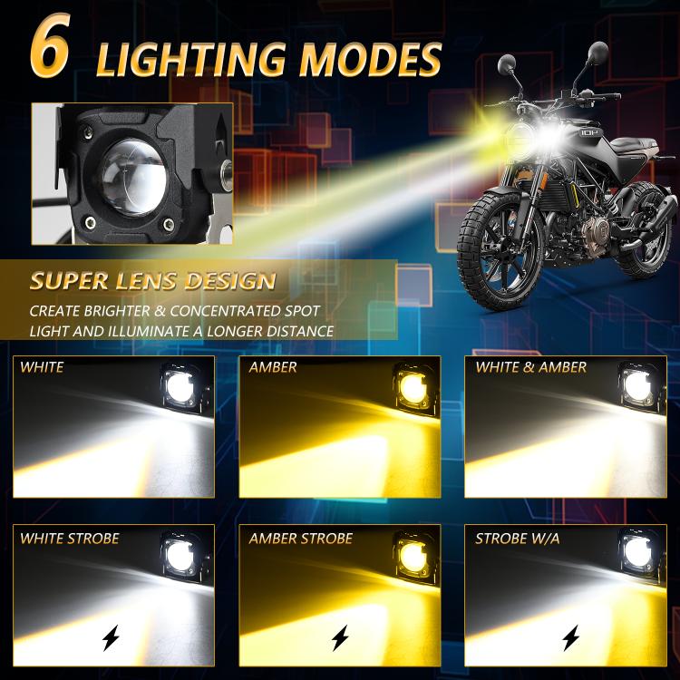 Motorcycle Spotlight Strobe 6 Modes With Control Cable Set