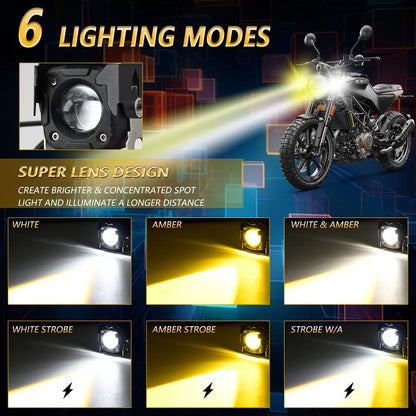 Motorcycle Spotlight Strobe 6 Modes With Control Cable Set
