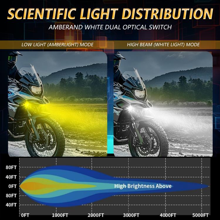Motorcycle Spotlight Strobe 6 Modes With Control Cable Set