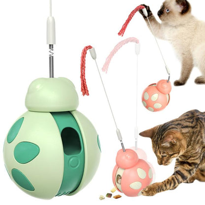 Tumbler Balance Car Beetle Cat Toy Tease Cat Stick With Snack Feeder Pet Toy
