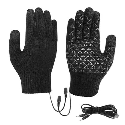 USB Heating Electric Warm Gloves Students Internet Writing Game Thickened Full Finger Knitted Heated Gloves, Uniform