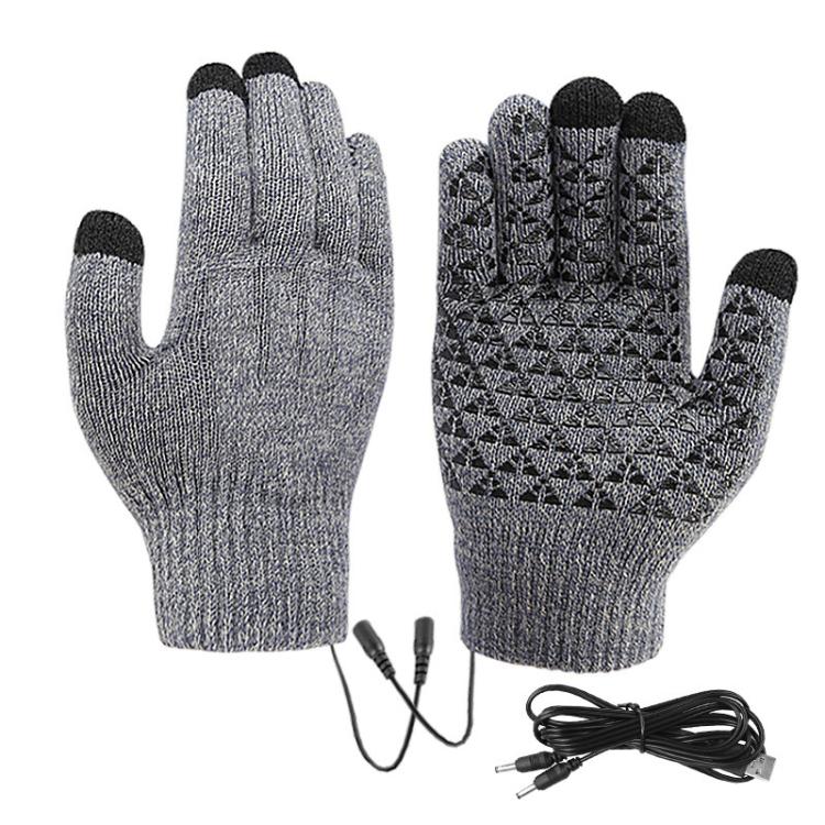 USB Heating Electric Warm Gloves Students Internet Writing Game Thickened Full Finger Knitted Heated Gloves, Uniform