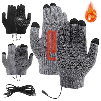 USB Heating Electric Warm Gloves Students Internet Writing Game Thickened Full Finger Knitted Heated Gloves, Uniform