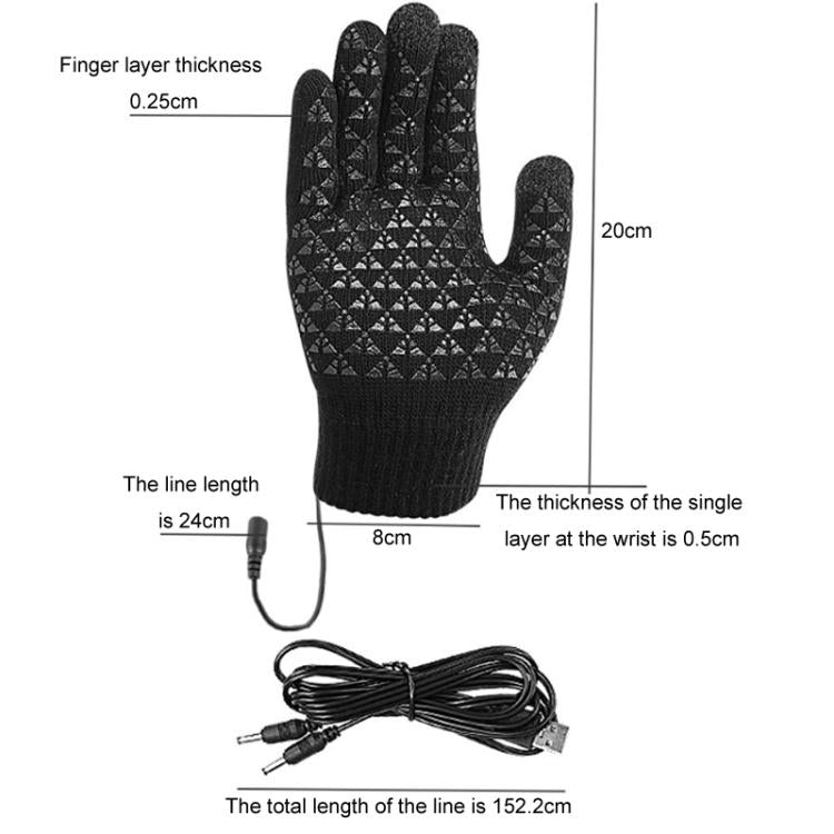 USB Heating Electric Warm Gloves Students Internet Writing Game Thickened Full Finger Knitted Heated Gloves, Uniform