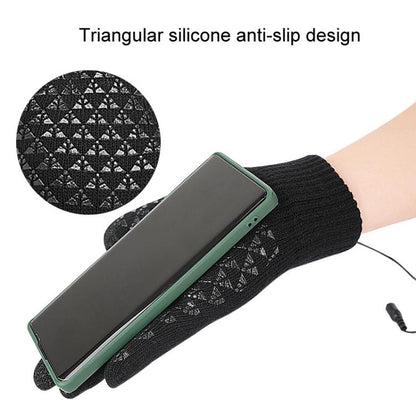USB Heating Electric Warm Gloves Students Internet Writing Game Thickened Full Finger Knitted Heated Gloves, Uniform