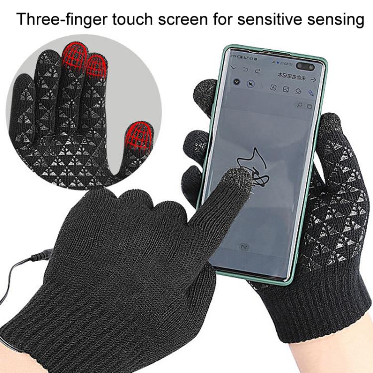USB Heating Electric Warm Gloves Students Internet Writing Game Thickened Full Finger Knitted Heated Gloves, Uniform