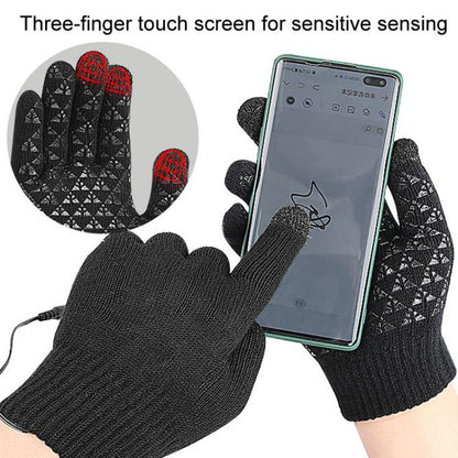USB Heating Electric Warm Gloves Students Internet Writing Game Thickened Full Finger Knitted Heated Gloves, Uniform