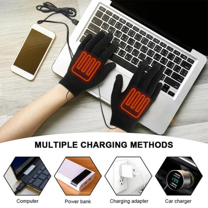 USB Heating Electric Warm Gloves Students Internet Writing Game Thickened Full Finger Knitted Heated Gloves, Uniform