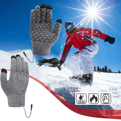 USB Heating Electric Warm Gloves Students Internet Writing Game Thickened Full Finger Knitted Heated Gloves, Uniform