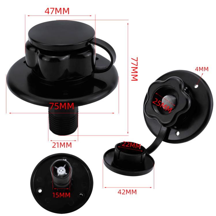 RV Ship Flange Threaded Leak-proof Water Inlet Connector Check Valve, Black 1, Black 2, Black 3, White 1, White 2, White 3