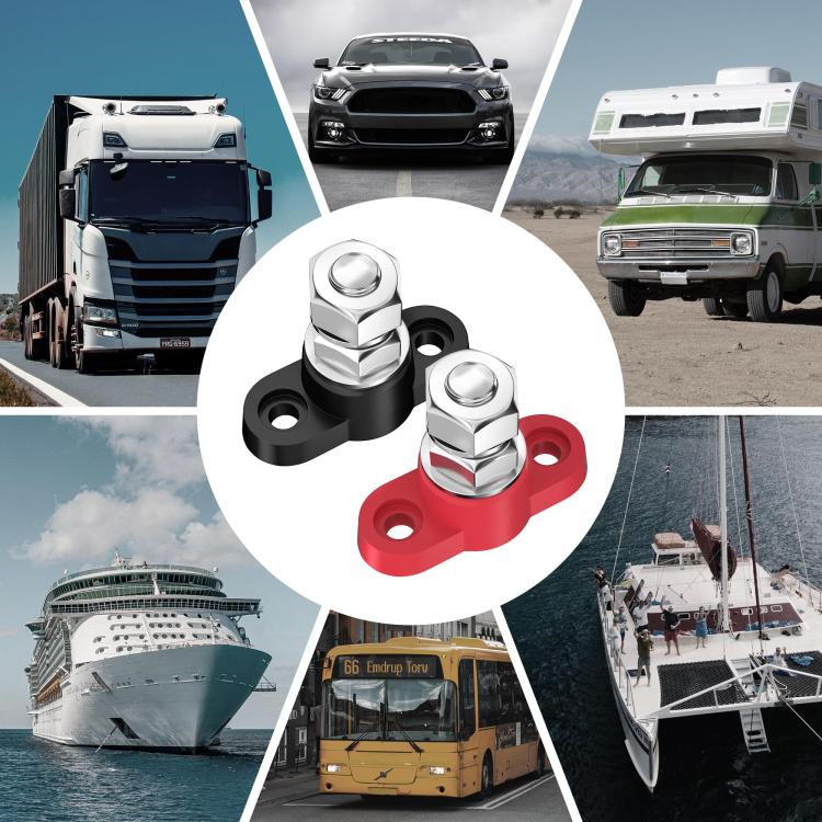 12V RV Yacht M10 Single Pole Battery Terminal, Red, Black, Red Black Pair