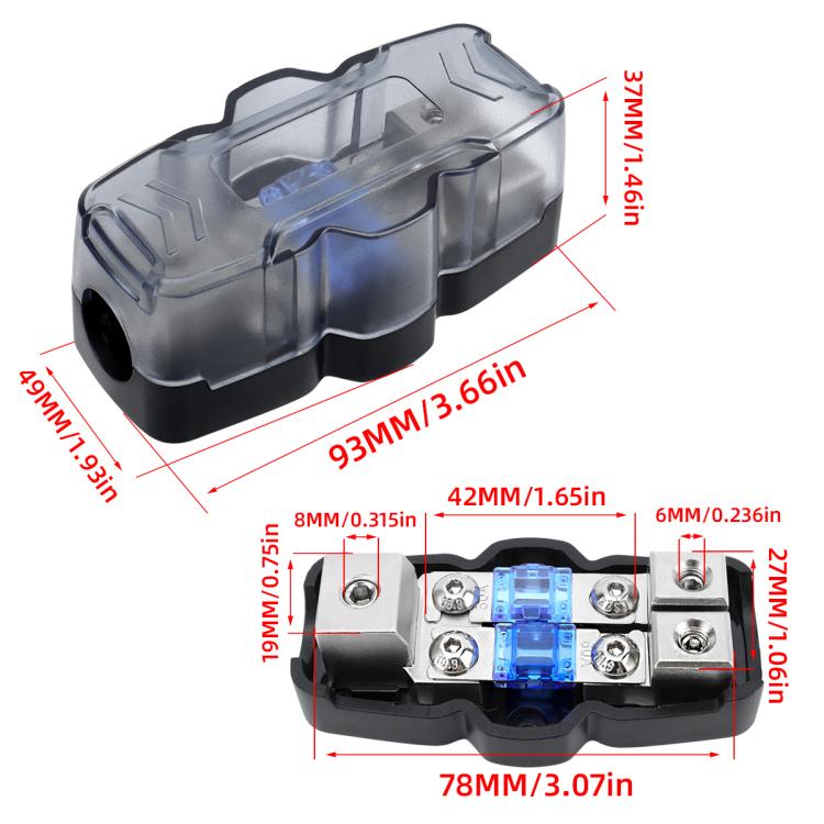 1 Out 2 Ways Car Audio Power Fuse Holder Car Fuse Distribution Block, CP-5174, CP-5175 With Accessories