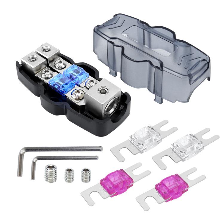1 Out 2 Ways Car Audio Power Fuse Holder Car Fuse Distribution Block, CP-5174, CP-5175 With Accessories