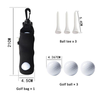 Neoprene Golf Ball Sleeve With 3 Balls 3 Tees Set Storage Pouch Waist Bag