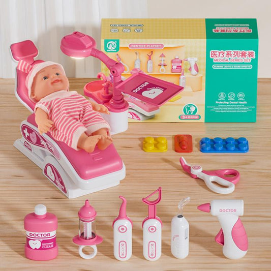 Children Pretend Play Simulation Dentist Role-Play Toys, Basic Pink, Basic Green, Upgrade Pink, Upgrade Green, Deluxe Pink, Deluxe Green