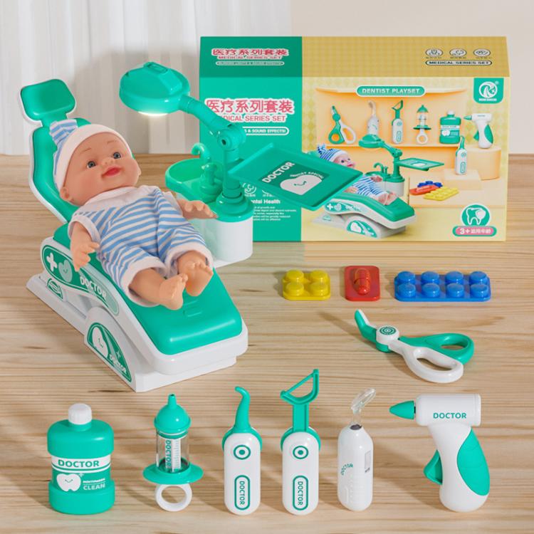 Children Pretend Play Simulation Dentist Role-Play Toys, Basic Pink, Basic Green, Upgrade Pink, Upgrade Green, Deluxe Pink, Deluxe Green