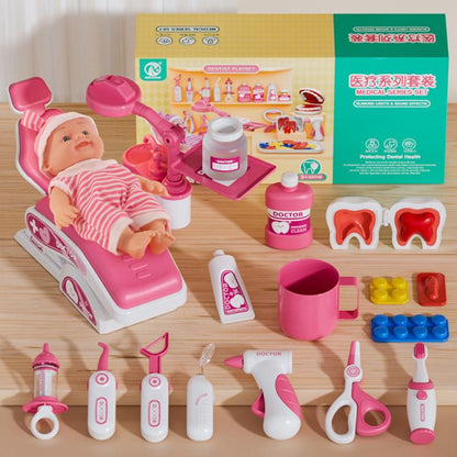 Children Pretend Play Simulation Dentist Role-Play Toys, Basic Pink, Basic Green, Upgrade Pink, Upgrade Green, Deluxe Pink, Deluxe Green
