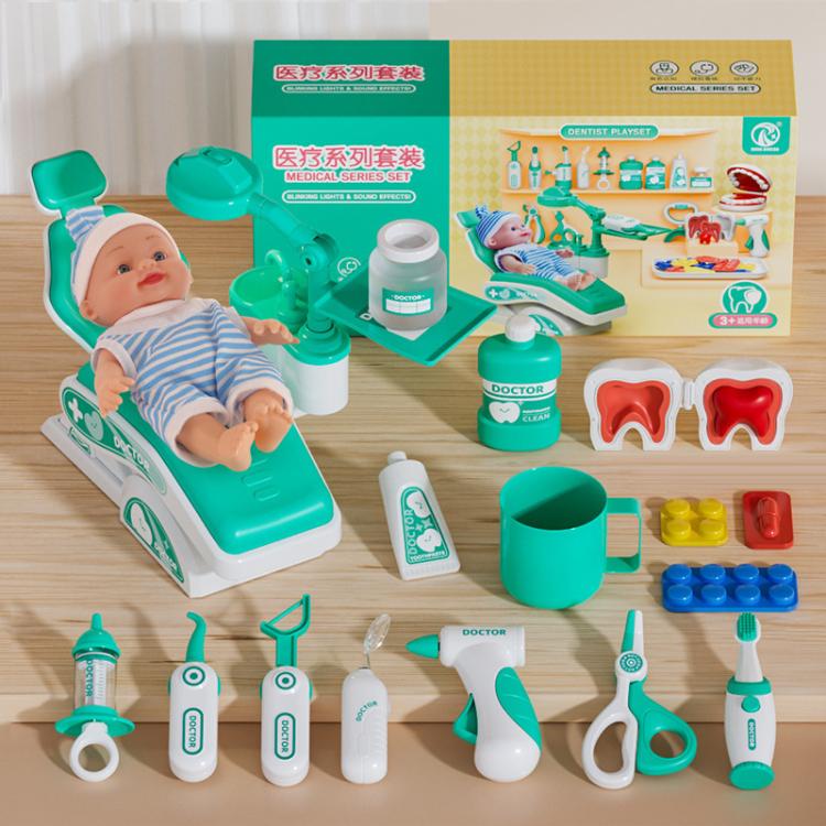 Children Pretend Play Simulation Dentist Role-Play Toys, Basic Pink, Basic Green, Upgrade Pink, Upgrade Green, Deluxe Pink, Deluxe Green