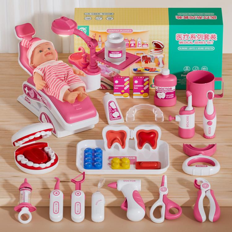 Children Pretend Play Simulation Dentist Role-Play Toys, Basic Pink, Basic Green, Upgrade Pink, Upgrade Green, Deluxe Pink, Deluxe Green