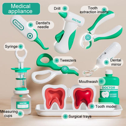 Children Pretend Play Simulation Dentist Role-Play Toys, Basic Pink, Basic Green, Upgrade Pink, Upgrade Green, Deluxe Pink, Deluxe Green