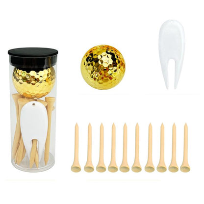 PVC Cylinder Golf Ball Tee Kit  Accessories, White Set 1, White Set 2, White Set 3, White Set 4, Gold Set 1, Gold Set 2, Gold Set 3, Gold Set 4