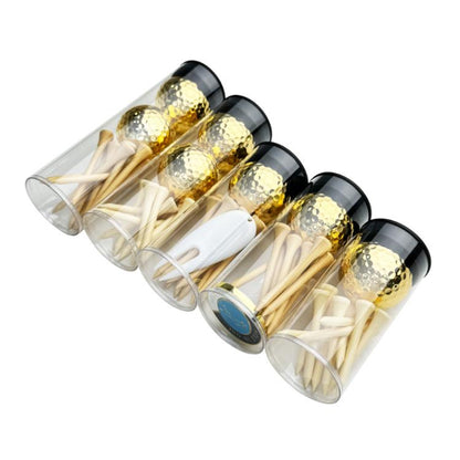PVC Cylinder Golf Ball Tee Kit  Accessories, White Set 1, White Set 2, White Set 3, White Set 4, Gold Set 1, Gold Set 2, Gold Set 3, Gold Set 4