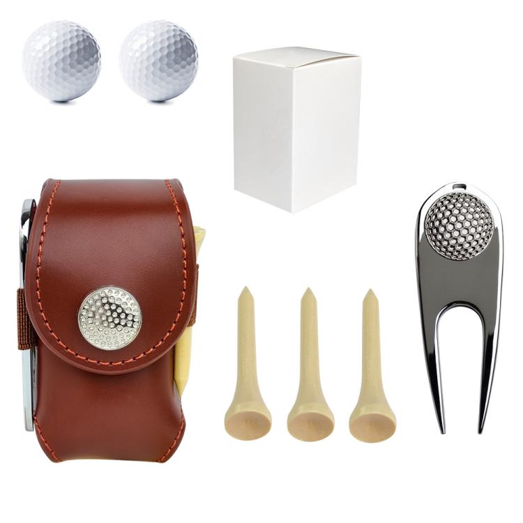 Golf Ball Bag Tee Storage Pouch Portable Cowhide Waist Bag, Black Set, Brown Set, Empty Bag Black, Empty Bag Brown