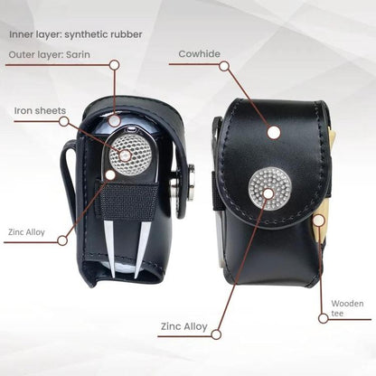 Golf Ball Bag Tee Storage Pouch Portable Cowhide Waist Bag, Black Set, Brown Set, Empty Bag Black, Empty Bag Brown