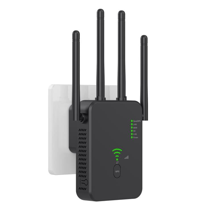 Urant U10 1200Mbps 2.4G & 5.8G Wireless Repeater WiFi Signal Amplifier With 4 Antenna, US Plug Black, US Plug White, EU Plug Black, EU Plug White, UK Plug Black, UK Plug White