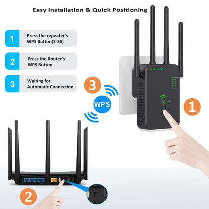 Urant U10 1200Mbps 2.4G & 5.8G Wireless Repeater WiFi Signal Amplifier With 4 Antenna, US Plug Black, US Plug White, EU Plug Black, EU Plug White, UK Plug Black, UK Plug White