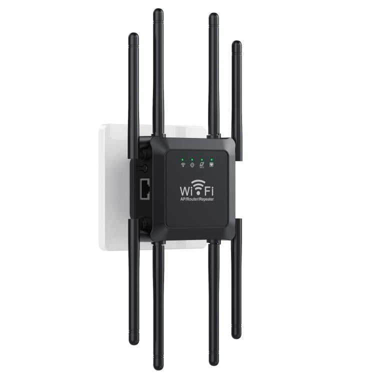 U18 1200Mbps 2.4G & 5G  Wireless Repeater WiFi Signal Amplifier With 8 Antenna, US Plug Black, EU Plug Black, US Plug White, EU Plug White