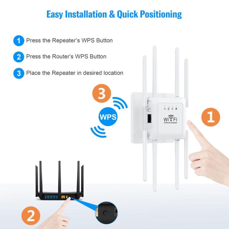 U18 300Mbps 2.4G Wireless Repeater WiFi Signal Amplifier With 8 Antennas, US Plug Black, EU Plug Black, US Plug White, EU Plug White
