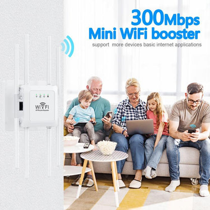 U18 300Mbps 2.4G Wireless Repeater WiFi Signal Amplifier With 8 Antennas, US Plug Black, EU Plug Black, US Plug White, EU Plug White
