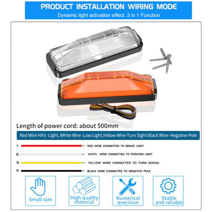 2pcs 28LED Bi-Color High Brake Tail Lights Turn Signal Lights For Sweeper / RV / Van / Truck Modification