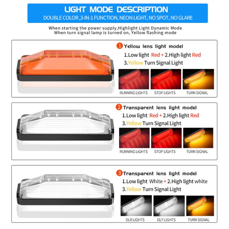 2pcs 28LED Bi-Color High Brake Tail Lights Turn Signal Lights For Sweeper / RV / Van / Truck Modification