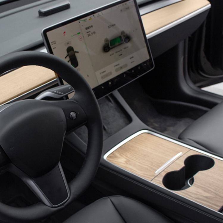 For Tesla 2024+ Model 3 Highland Center Console Panel Protection Sticker, Horizontal Wood Grain, Vertical Wood Grain, Carbon Fiber Grain, Matt Black, Frosted Black