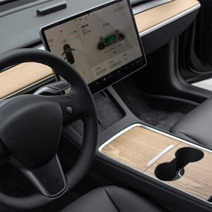 For Tesla 2024+ Model 3 Highland Center Console Panel Protection Sticker, Horizontal Wood Grain, Vertical Wood Grain, Carbon Fiber Grain, Matt Black, Frosted Black