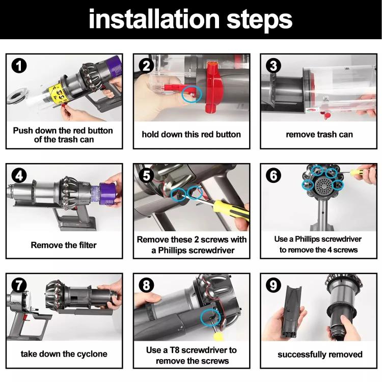 For Dyson V11 V10 V15 Cyclone Baffle Bin Runner Replacement Parts, Short Version, Long Version