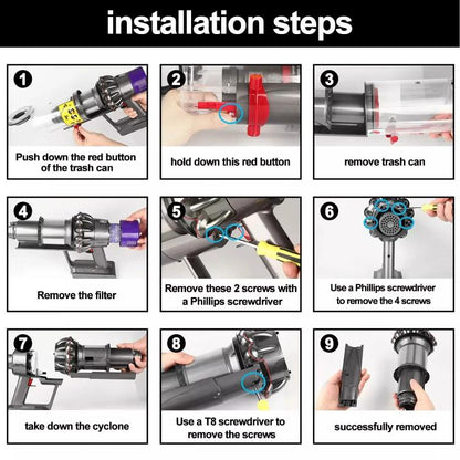 For Dyson V11 V10 V15 Cyclone Baffle Bin Runner Replacement Parts, Short Version, Long Version