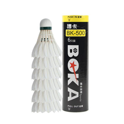 BOKA Badminton Shuttlecock Indoor / Outdoor For Racing Training Durable White Goose Feather Badminton Ball, 6pcs /Box