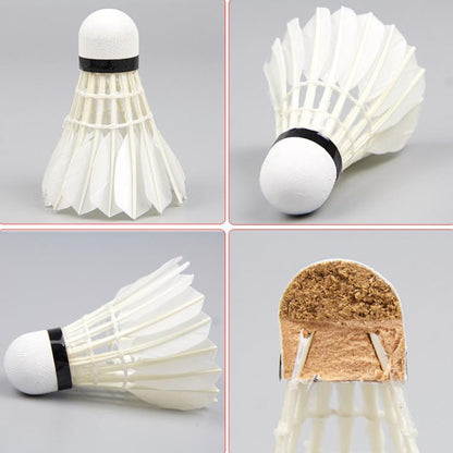 BOKA Badminton Shuttlecock Indoor / Outdoor For Racing Training Durable White Goose Feather Badminton Ball, 6pcs /Box
