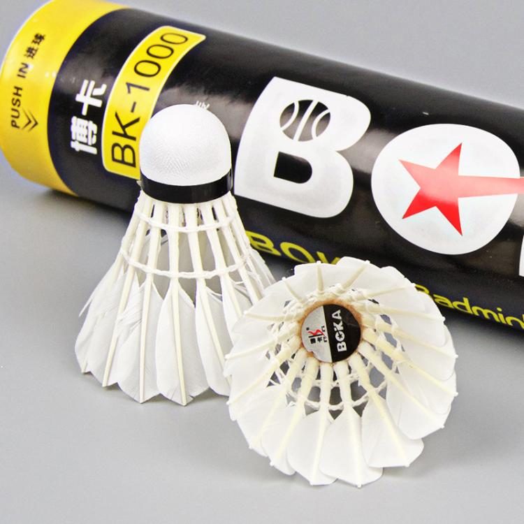 BOKA Badminton Shuttlecock Indoor / Outdoor For Racing Training Durable White Goose Feather Badminton Ball, 6pcs /Box