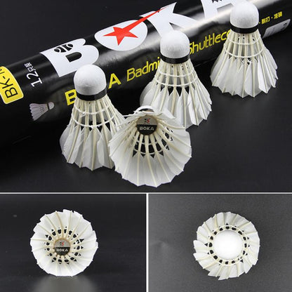 BOKA Badminton Shuttlecock Indoor / Outdoor For Racing Training Durable White Goose Feather Badminton Ball, 6pcs /Box