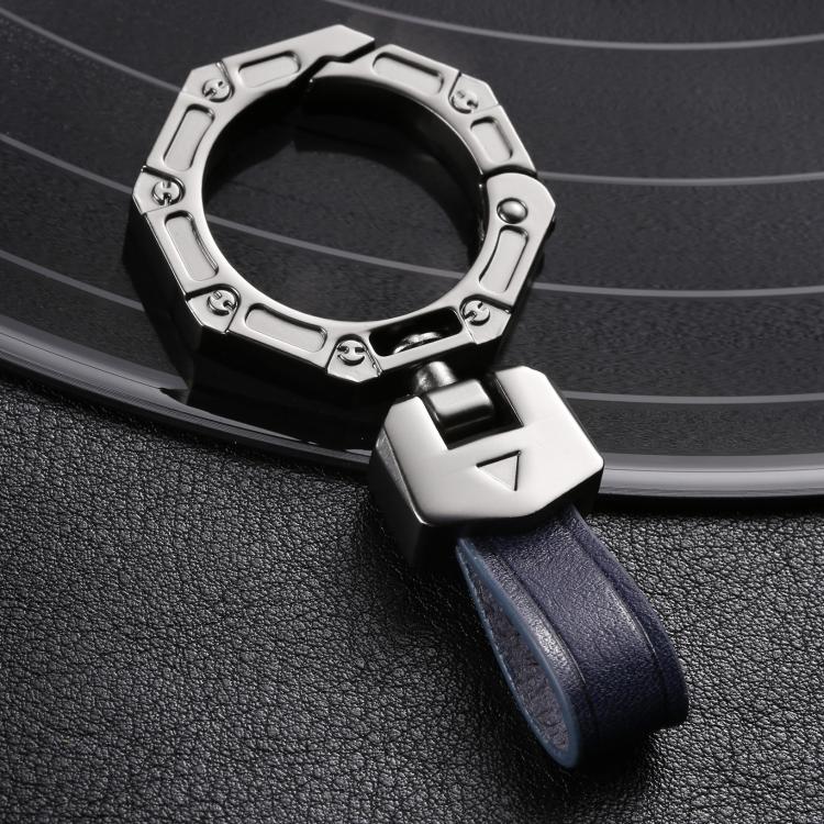 Hallmo Business Zinc Alloy Top-Layer Cowhide Key Chain Car Key Anti-Lost Pendant