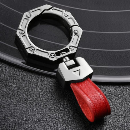 Hallmo Business Zinc Alloy Top-Layer Cowhide Key Chain Car Key Anti-Lost Pendant