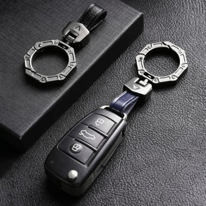 Hallmo Business Zinc Alloy Top-Layer Cowhide Key Chain Car Key Anti-Lost Pendant