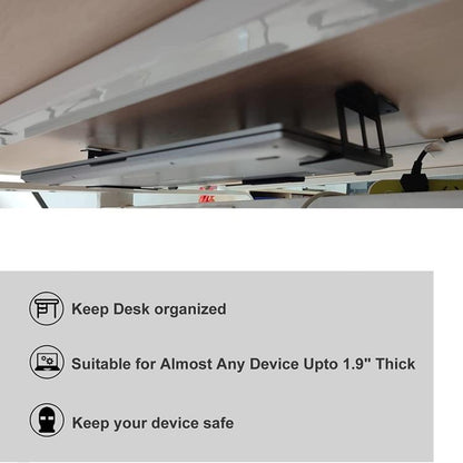 Under Desk Laptop Tablet Mini PC Storage Stand Metal Invisible Tray Rack, 4.8cm, 6.8cm