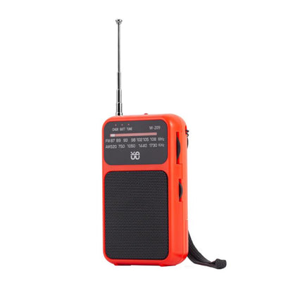 W-209 Mini Portable Rechargeable / Battery Dual-mode Powered Pointer FM Radio with Flashlight