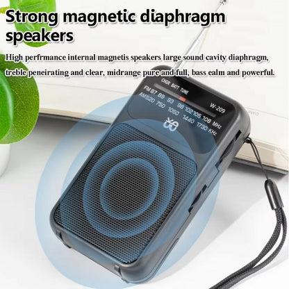 W-209 Mini Portable Rechargeable / Battery Dual-mode Powered Pointer FM Radio with Flashlight